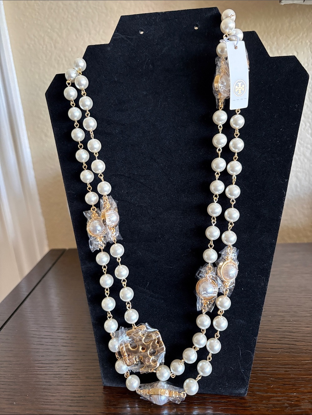 Tory Burch Pearl and Gold Double-Strand Necklace